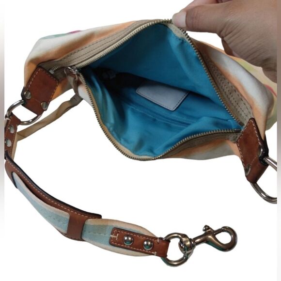 Coach Hampton Watercolor‎ Stripe Small Hobo Bag USED - Picture 3 of 14